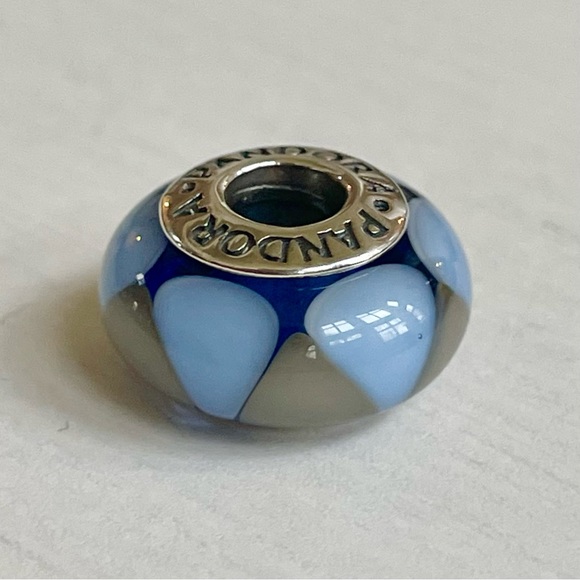 Set of 2 Pandora Captivating Blue Triangle Glass Murano Charms - Picture 3 of 9
